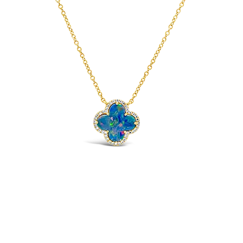 Black Opal Clover Pendant