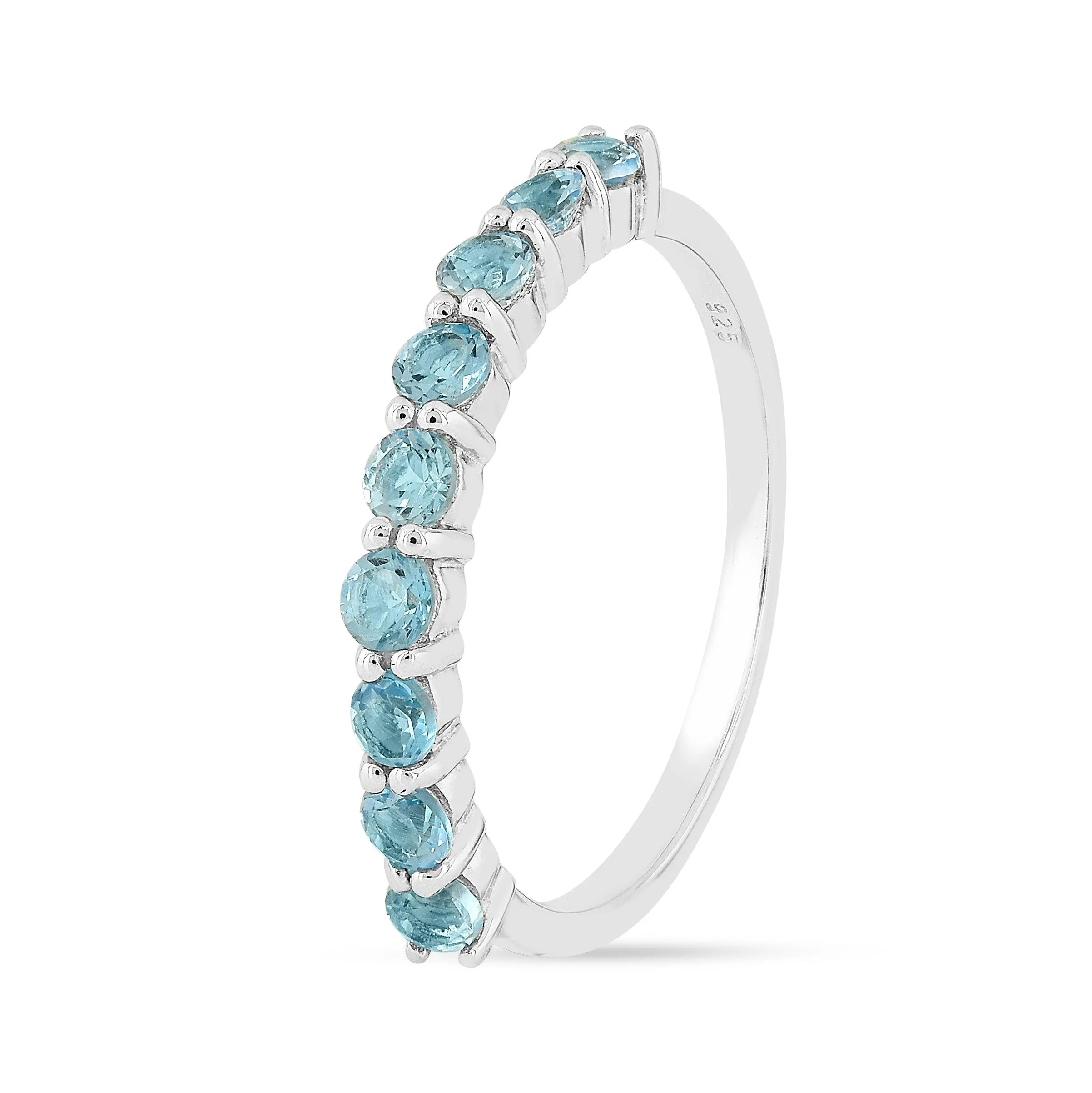 Blue Topaz Half Eternity Ring