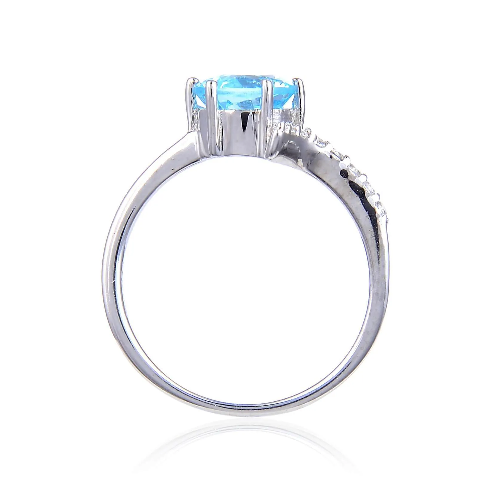 Blue Topaz Round Shaped Classic Ring