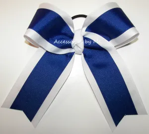 Blue White Ponytail Holder Bow