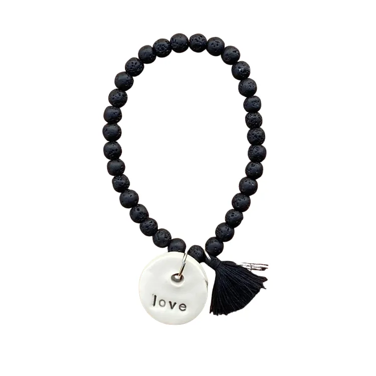 Bracelet Black with Black Tassel 6 mm