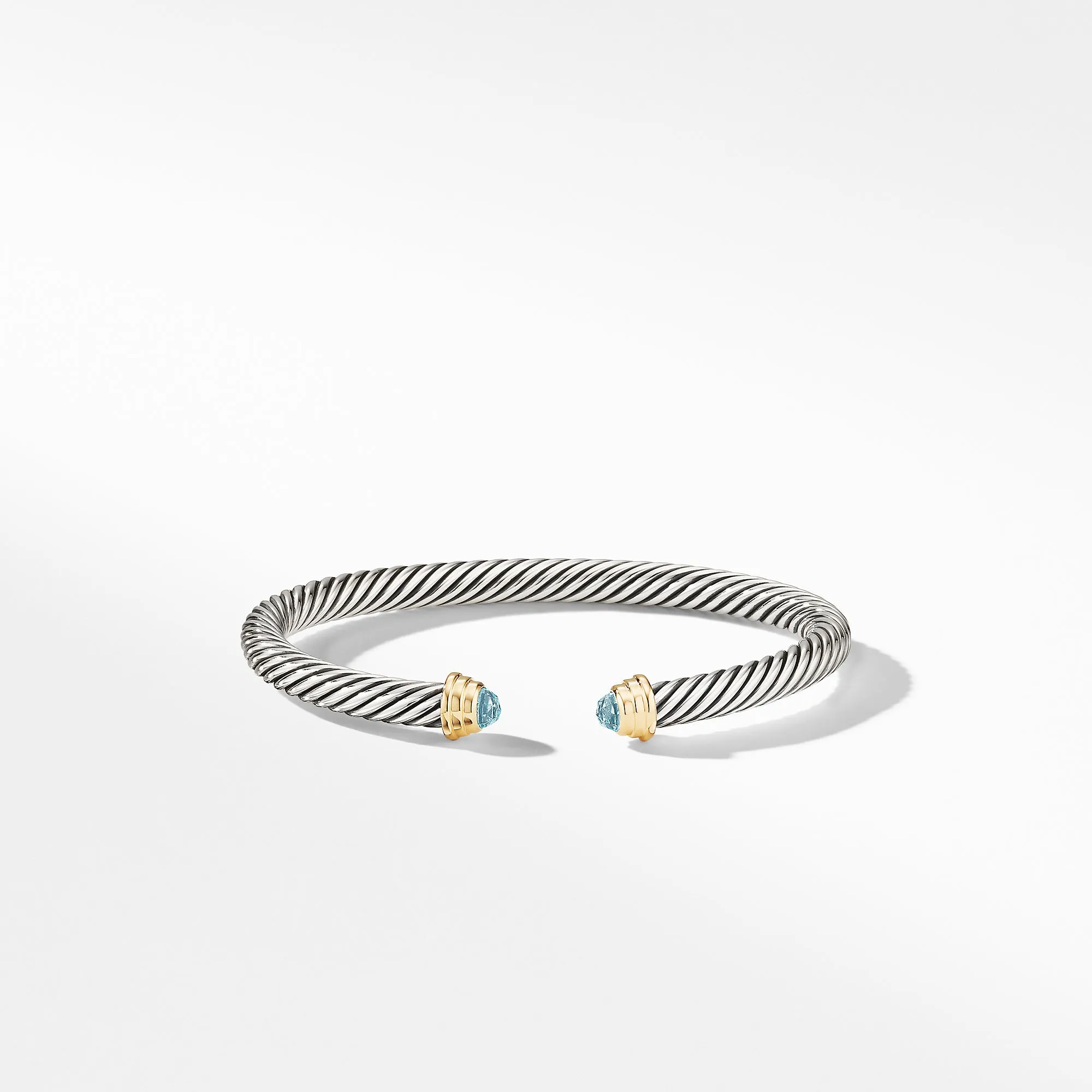 Cable Kids® Birthstone Bracelet with Aquamarine and 14K Gold, 4mm