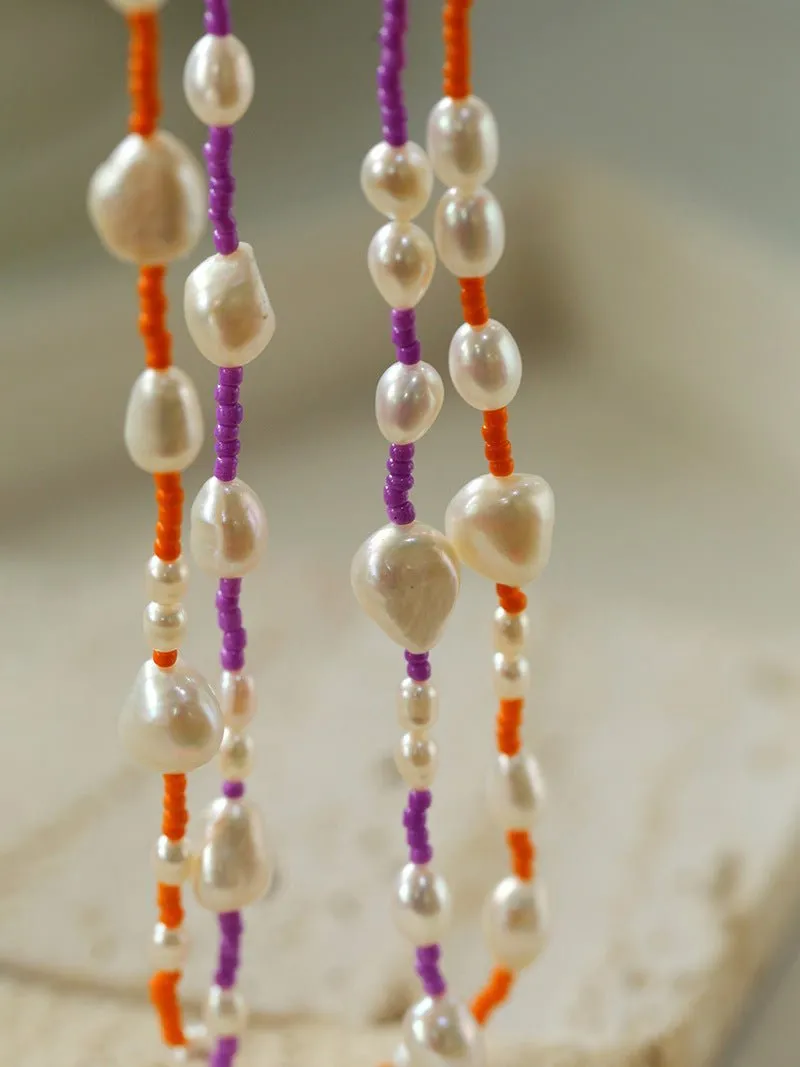 Candy Color Freshwater Baroque Pearl Bead Necklace