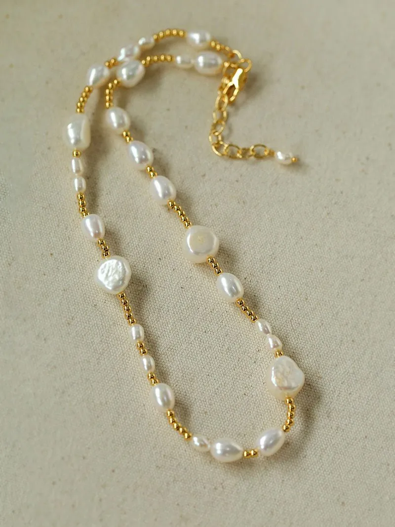 Candy Color Freshwater Baroque Pearl Bead Necklace