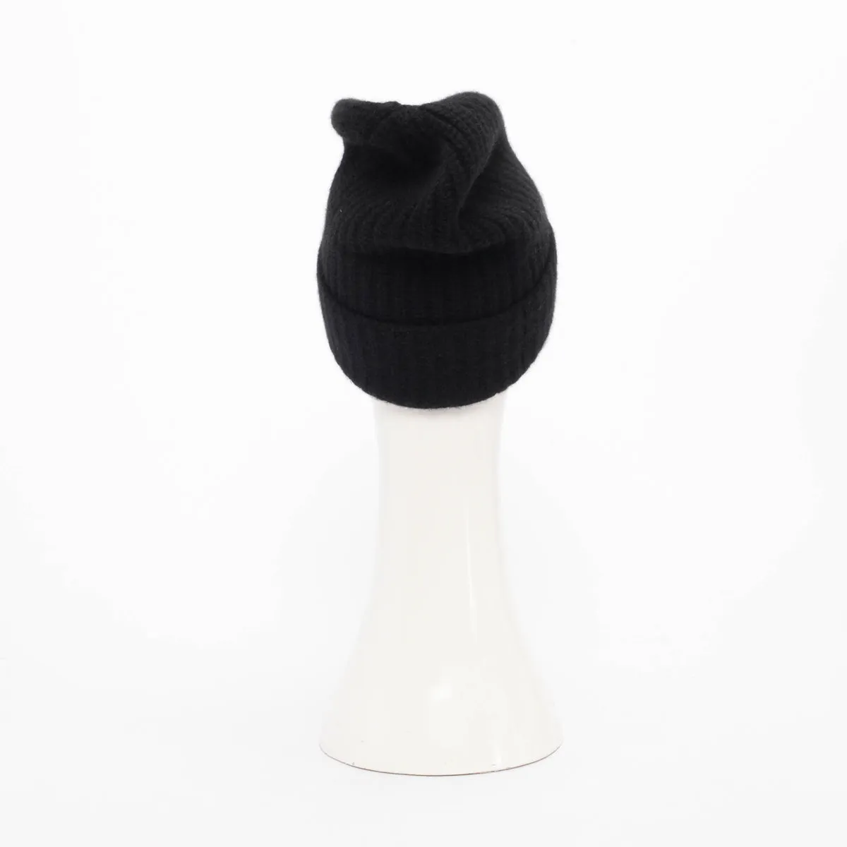 Chanel Black Cashmere Beanie with Removable CC Brooch