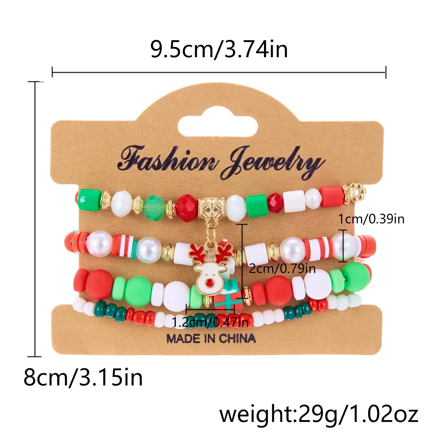 Christmas Snowman Bracelet Handmade Beaded Suit