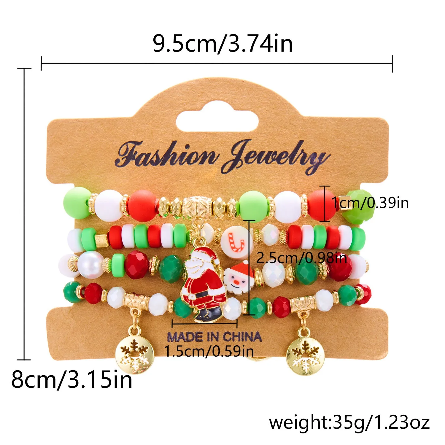 Christmas Snowman Bracelet Handmade Beaded Suit