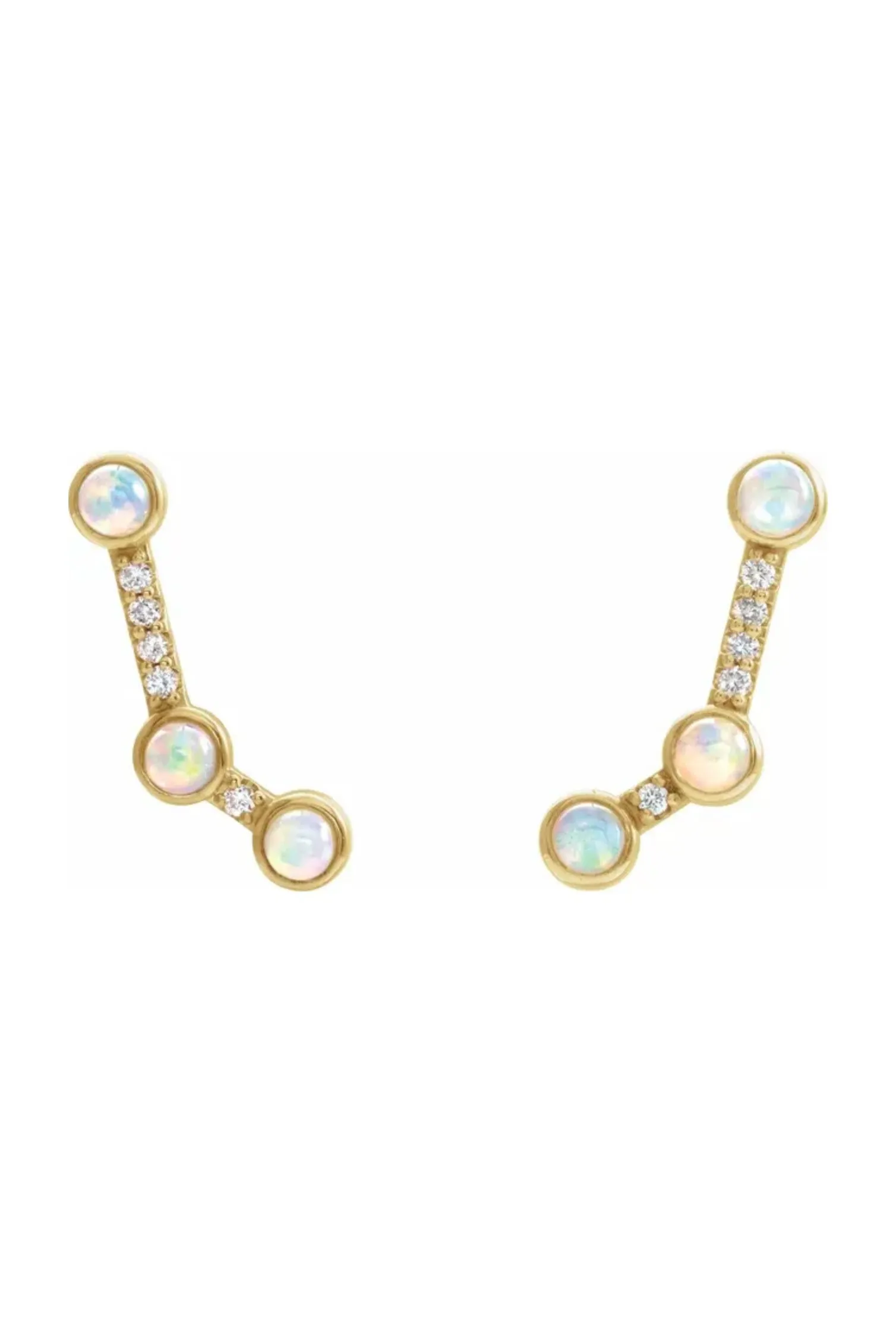 Constellation Climber Earrings - Ethiopian Opal & Diamonds