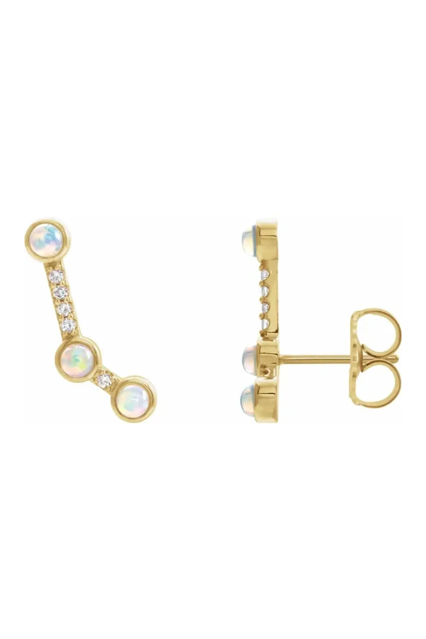 Constellation Climber Earrings - Ethiopian Opal & Diamonds