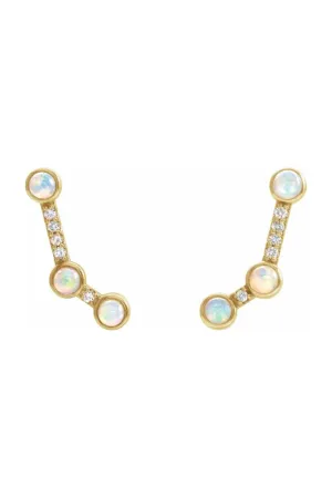 Constellation Climber Earrings - Ethiopian Opal & Diamonds