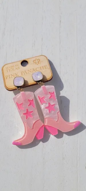 Cowboy Boots Earrings - Pink - Pink Panache