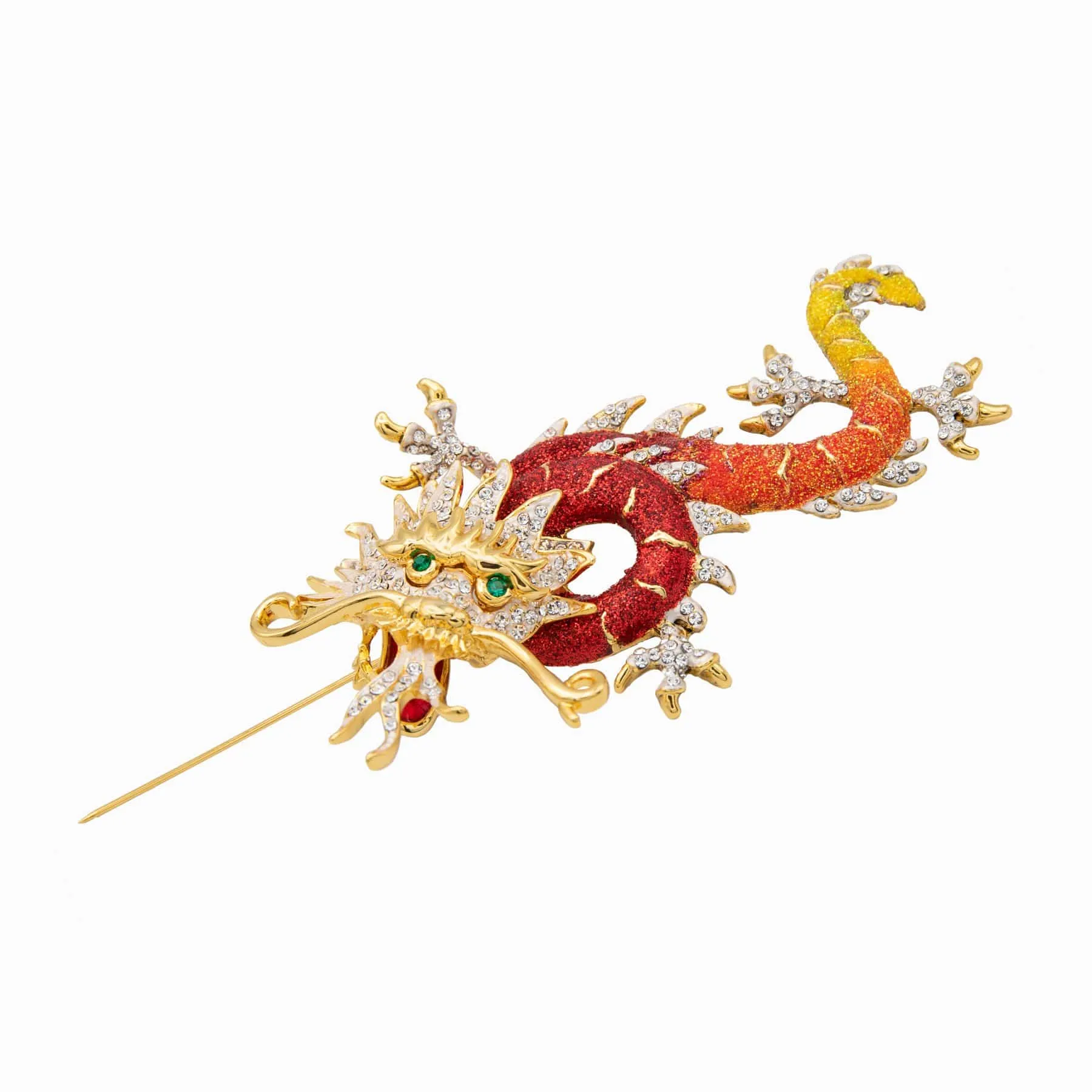 Crystal Chinese Dragon Brooch