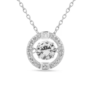 Dancing Stone White Sapphire Halo Necklace