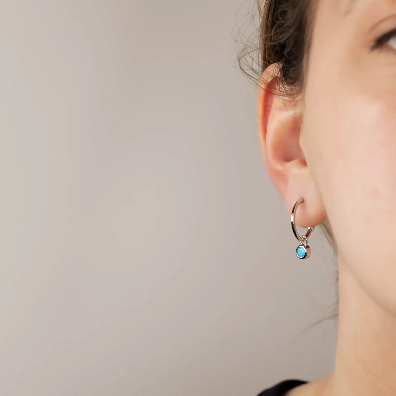 December Birthstone Hoop Earrings - Turquoise