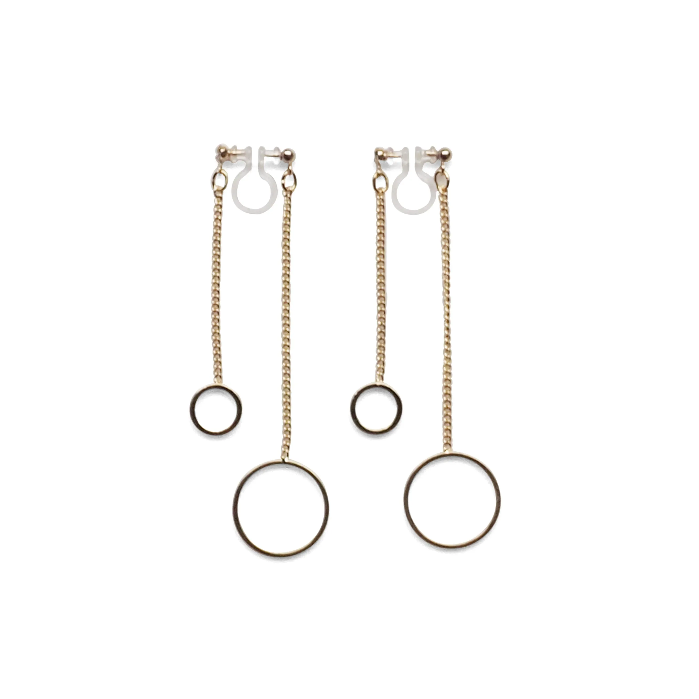 Double sided hoop invisible clip on earrings ( Gold tone )