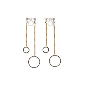 Double sided hoop invisible clip on earrings ( Gold tone )