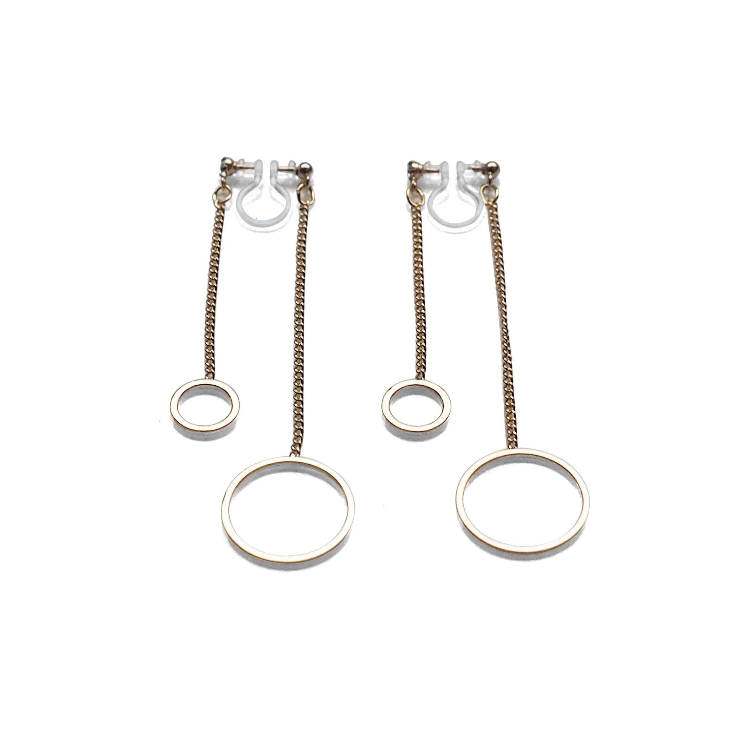 Double sided hoop invisible clip on earrings ( Gold tone )