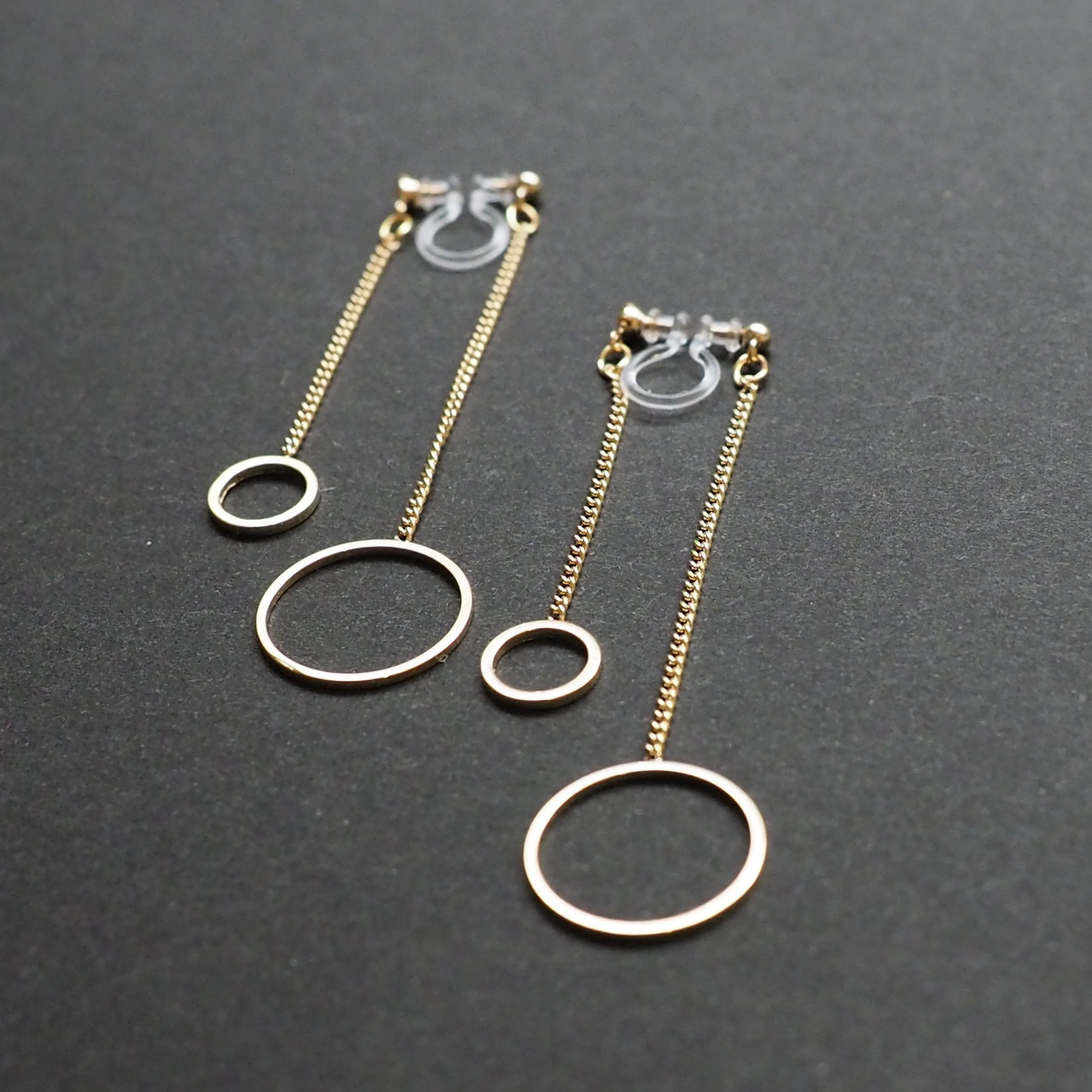 Double sided hoop invisible clip on earrings ( Gold tone )