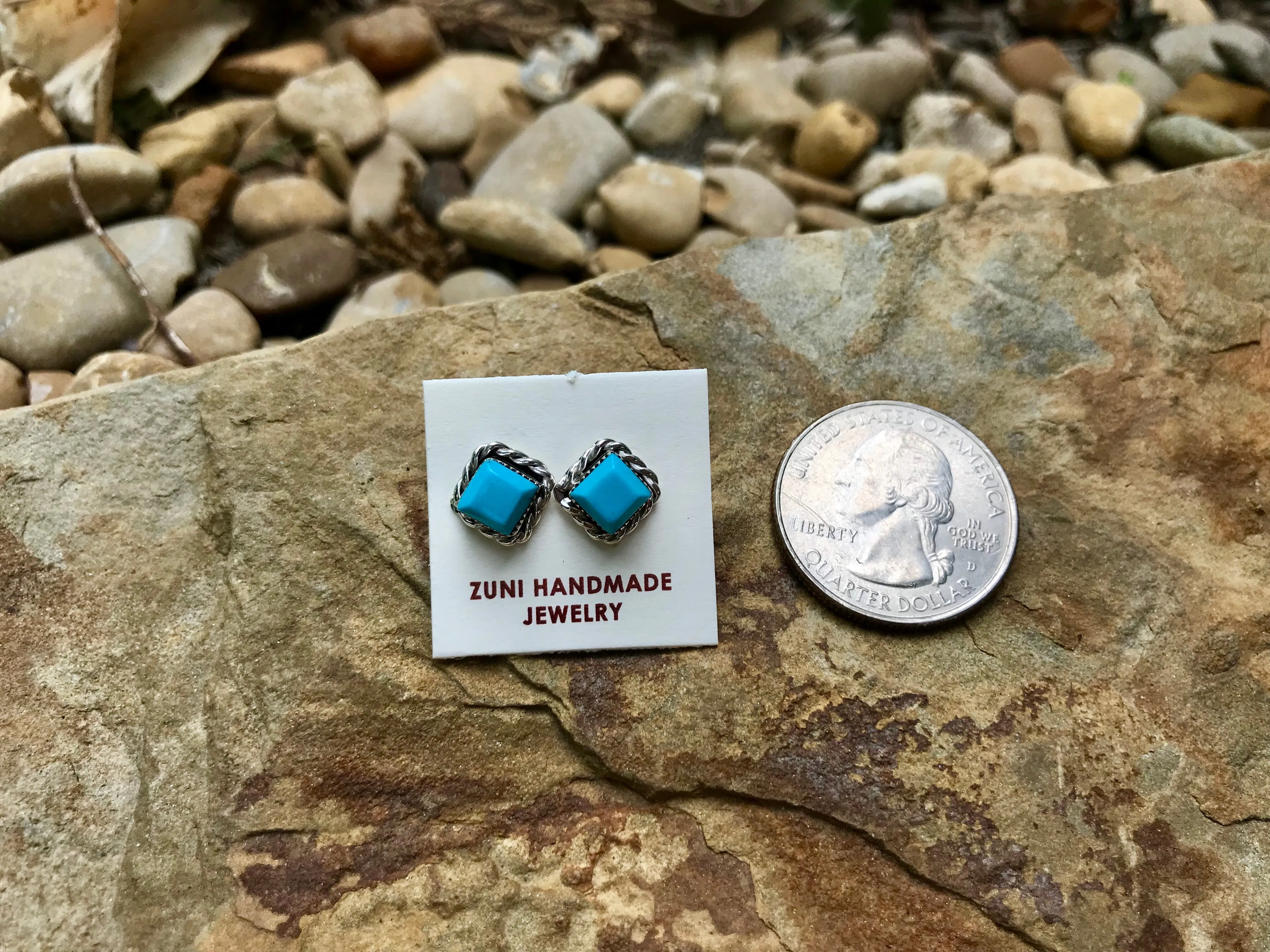 Double Twist Square Studs - Turquoise