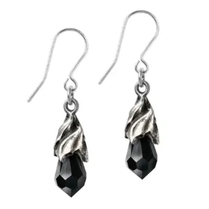 Empyrean Tear Black Crystal Earrings by Alchemy Gothic