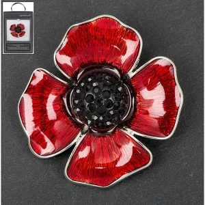 Equilibrium - Silver Plated Delicate Poppy Brooch Large