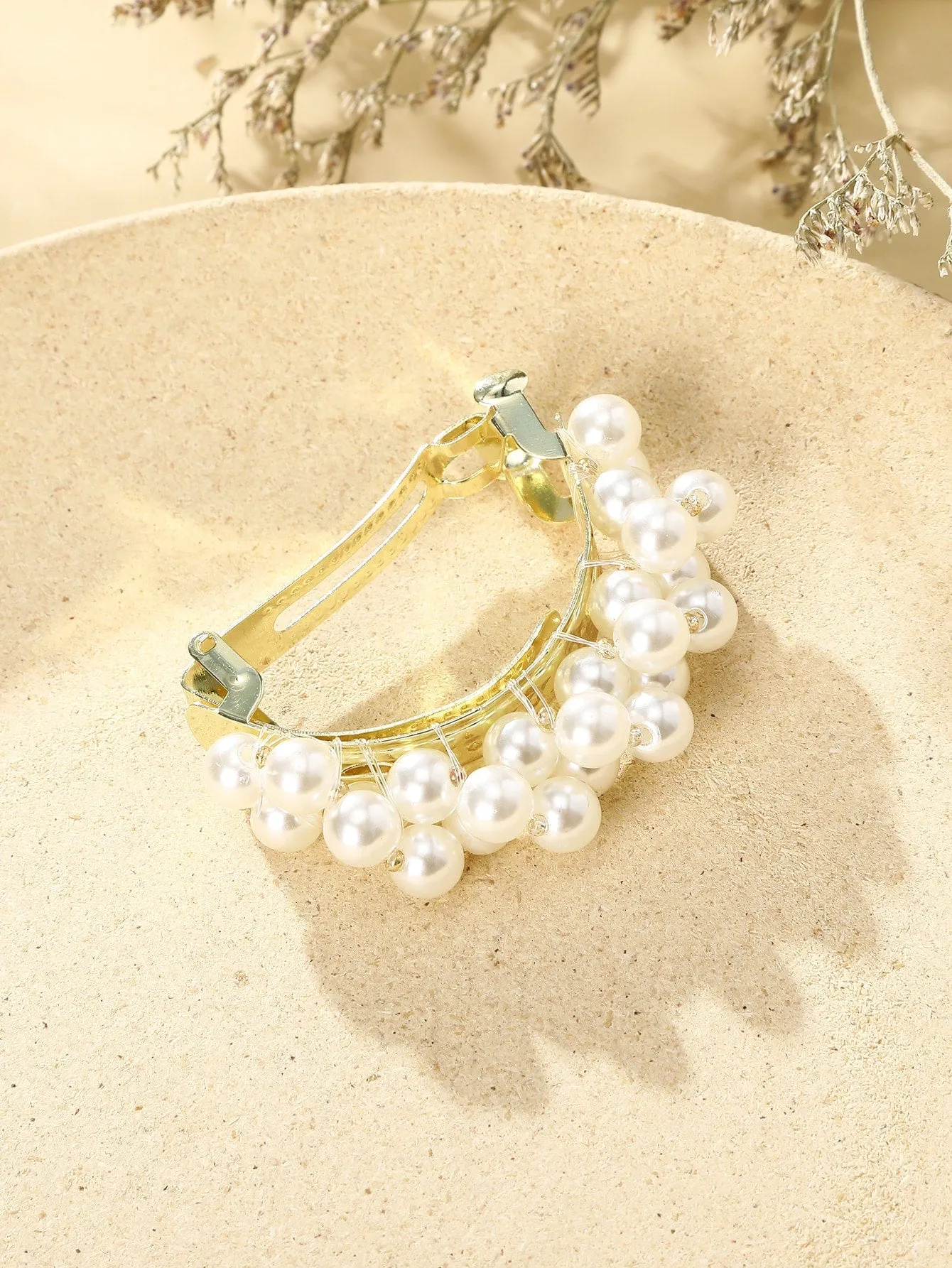 Faux Pearl Decor French Clip for Women Barrette Styling Hair Accessories