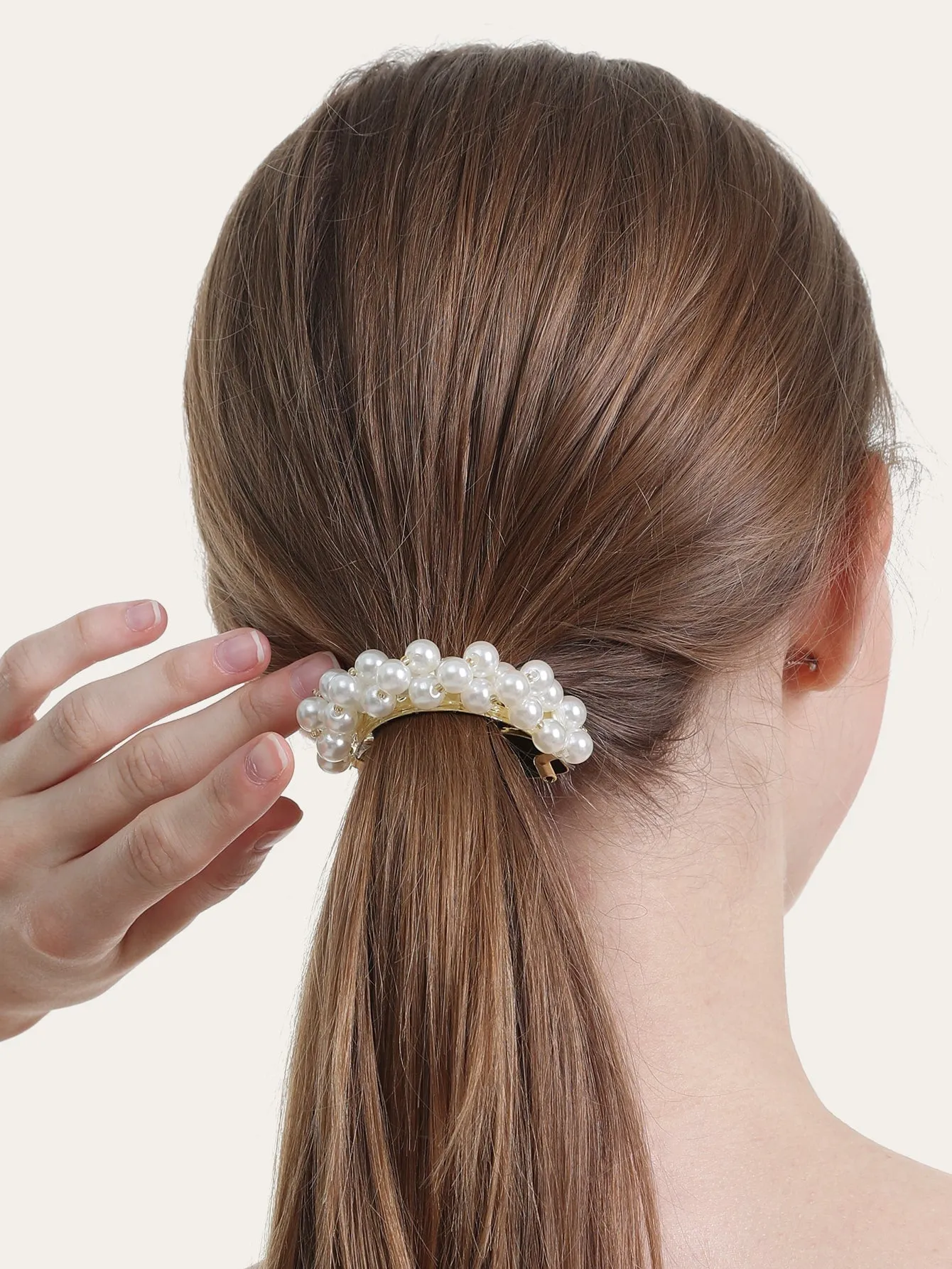 Faux Pearl Decor French Clip for Women Barrette Styling Hair Accessories