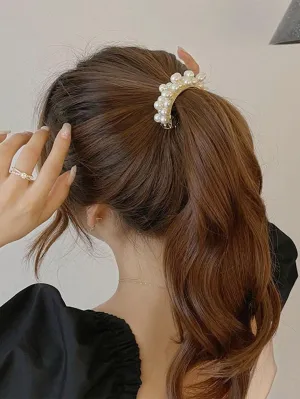 Faux Pearl Decor French Clip for Women Barrette Styling Hair Accessories