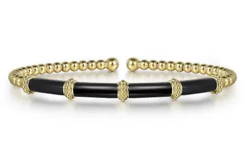 Gabriel & Co. ‘Bujukan’ Bead and Black Enamel Cuff Bracelet