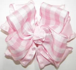 Gingham Plaid Ruffle Hair Bow