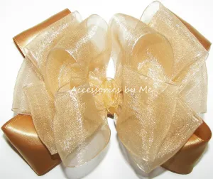 Gold Organza Satin Hair Bow