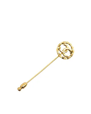 Gold Plated Brooch with CC Design and Pin Closure