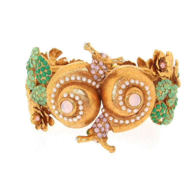 Handmade Gold Plated Garden of Eden Snail Crystal Bracelet by Askew London