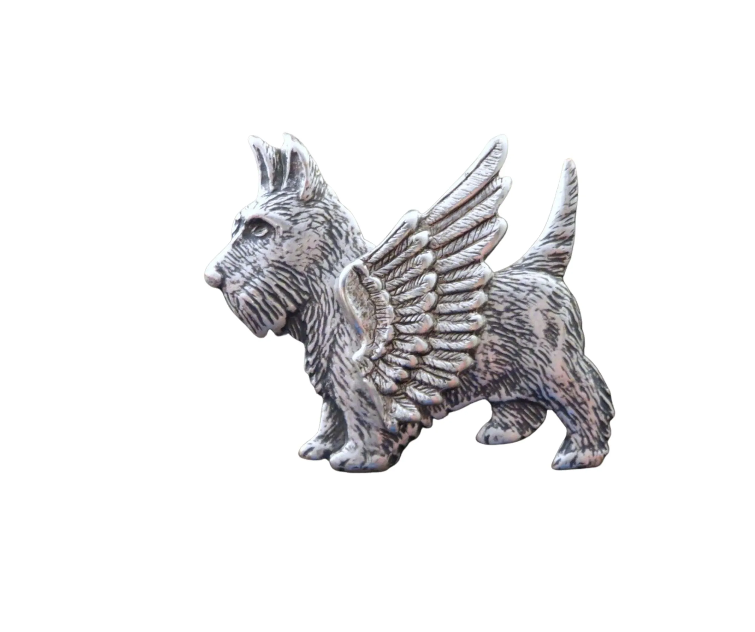 Handmade Steampunk Angel Scottie Dog Brooch