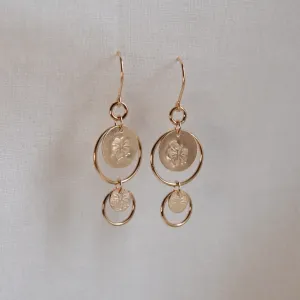 Hibiscus Disc & Bubble Dangle Earrings