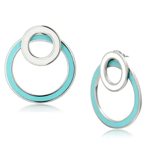 High polished (no plating) Stainless Steel Earrings with Epoxy in Multi Color for Women Multi Color Stone Color Style TK916