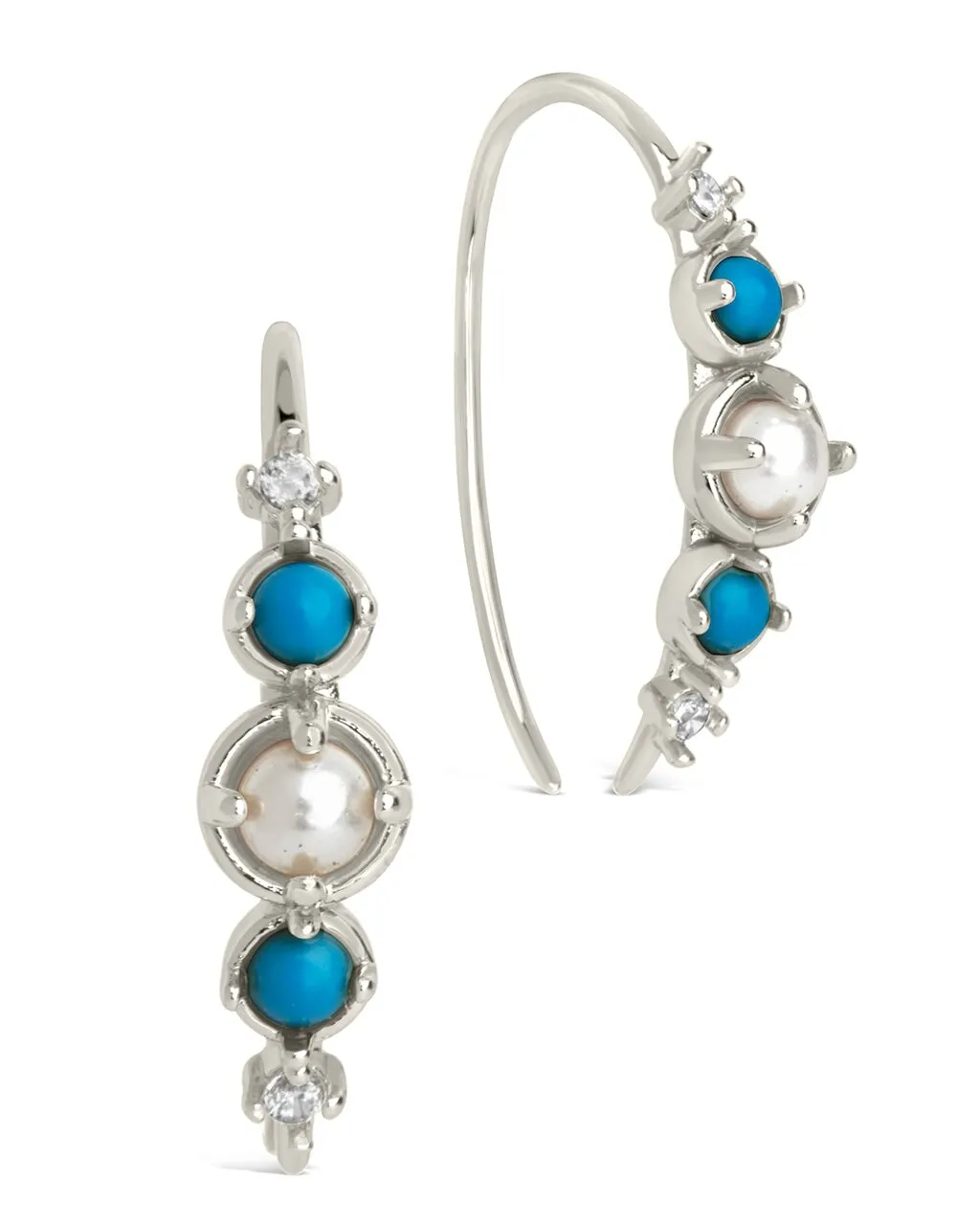 Indra CZ Turquoise & Pearl Hook Earrings