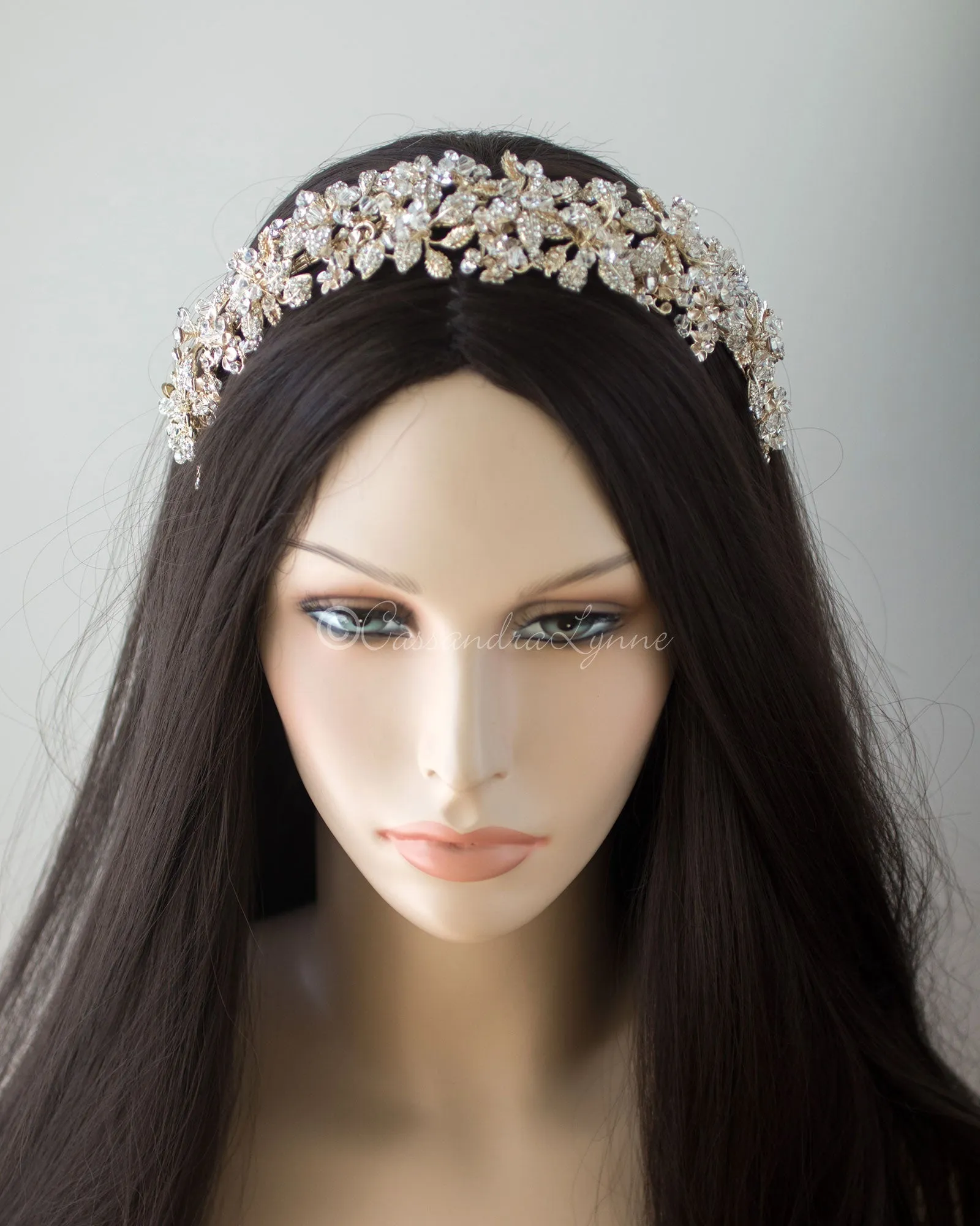 Intricate Wedding Headband with Crystal Beads