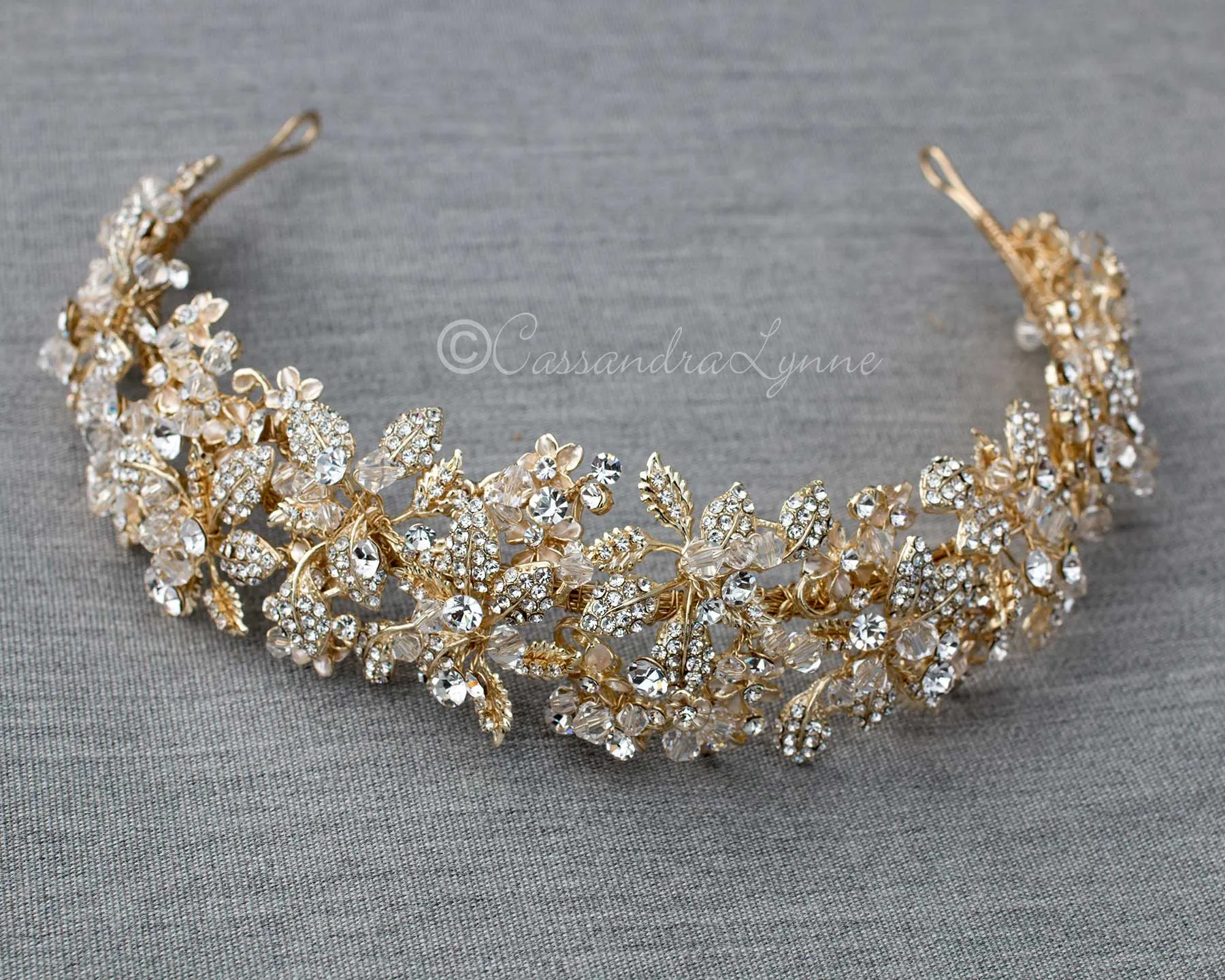 Intricate Wedding Headband with Crystal Beads