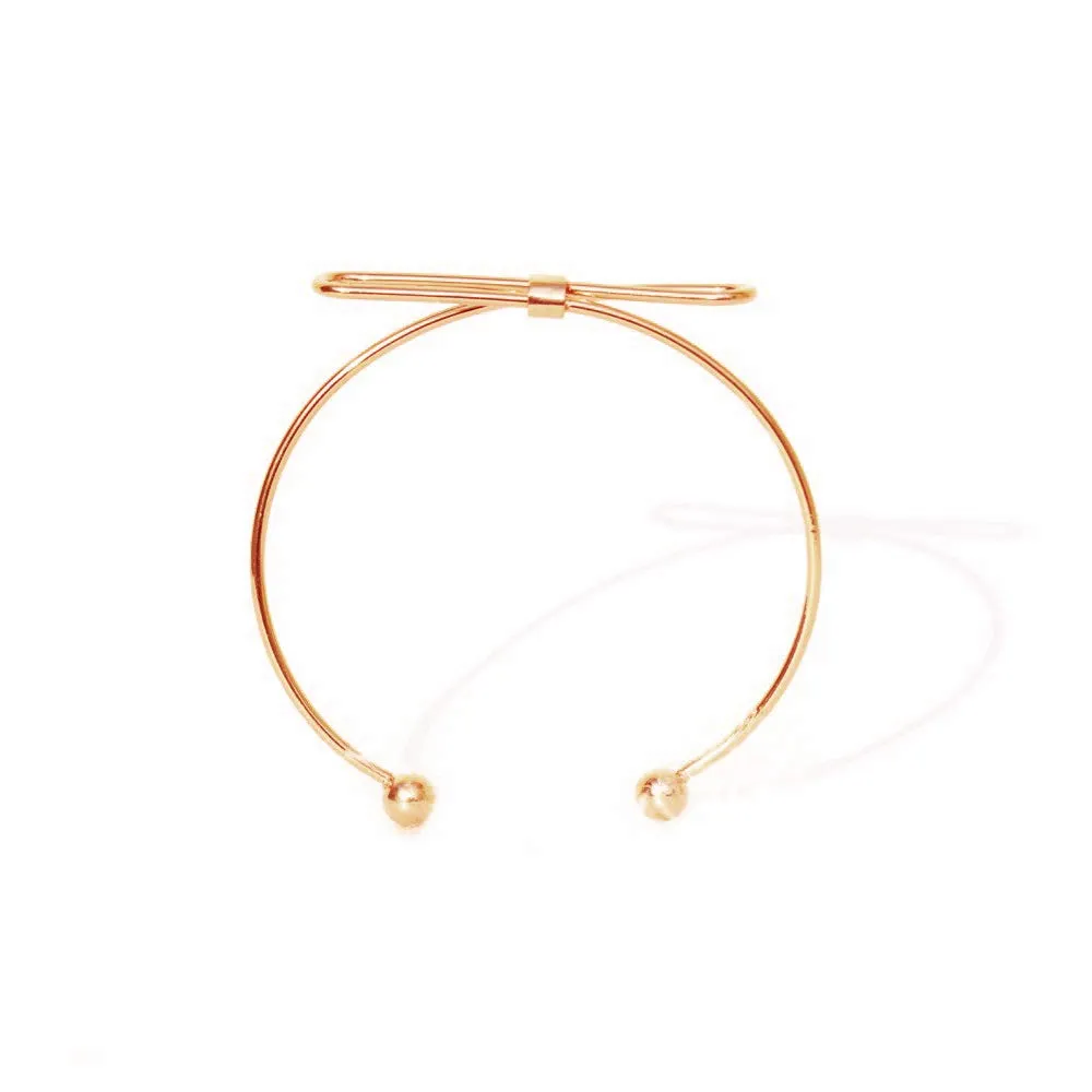 Joker & Witch Elegant Bow Open Cuff Rosegold Bracelet for women