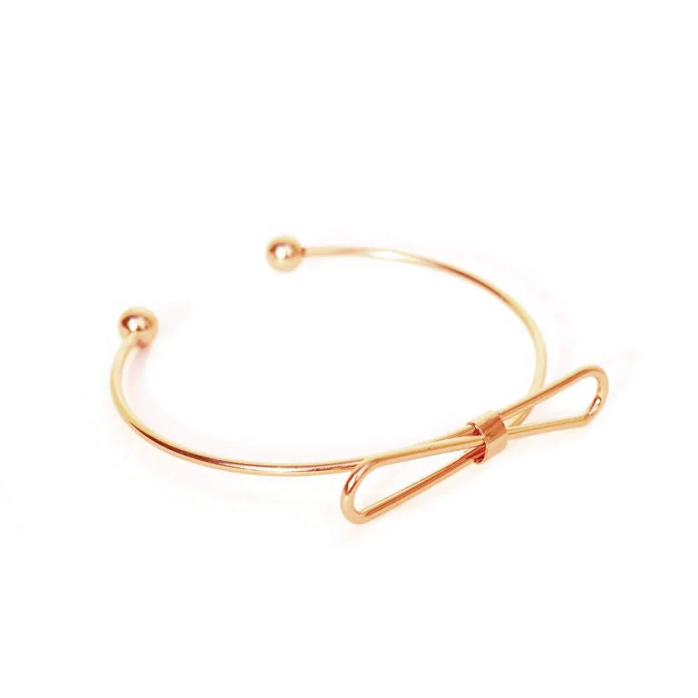 Joker & Witch Elegant Bow Open Cuff Rosegold Bracelet for women