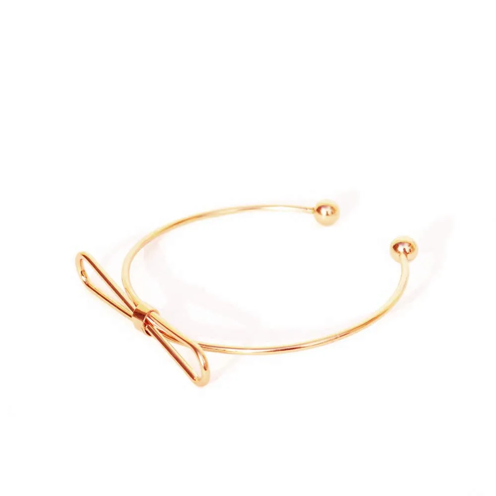 Joker & Witch Elegant Bow Open Cuff Rosegold Bracelet for women