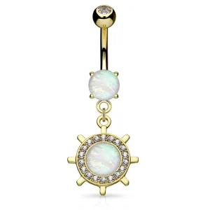 Kapal Opal Belly Bar with Gold Plating