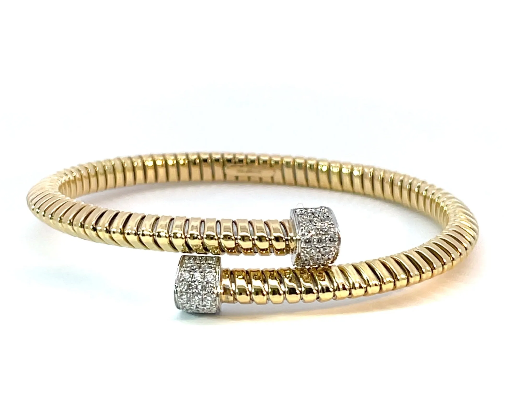 Knife-Edge Ribbed Criss Cross Diamond Bracelet