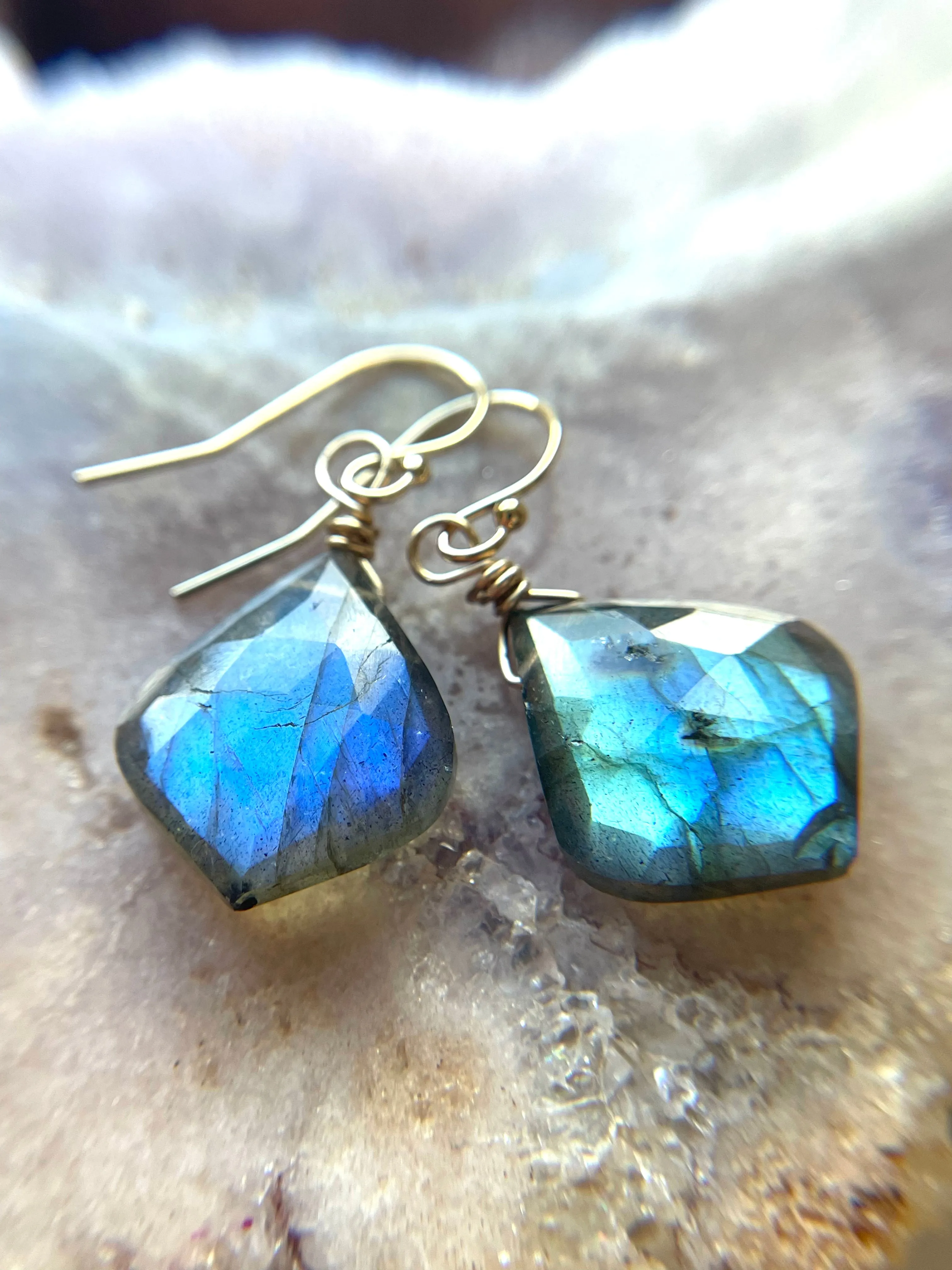 Labradorite Earrings Gold or Silver Dangle Drop Style Boho Bride