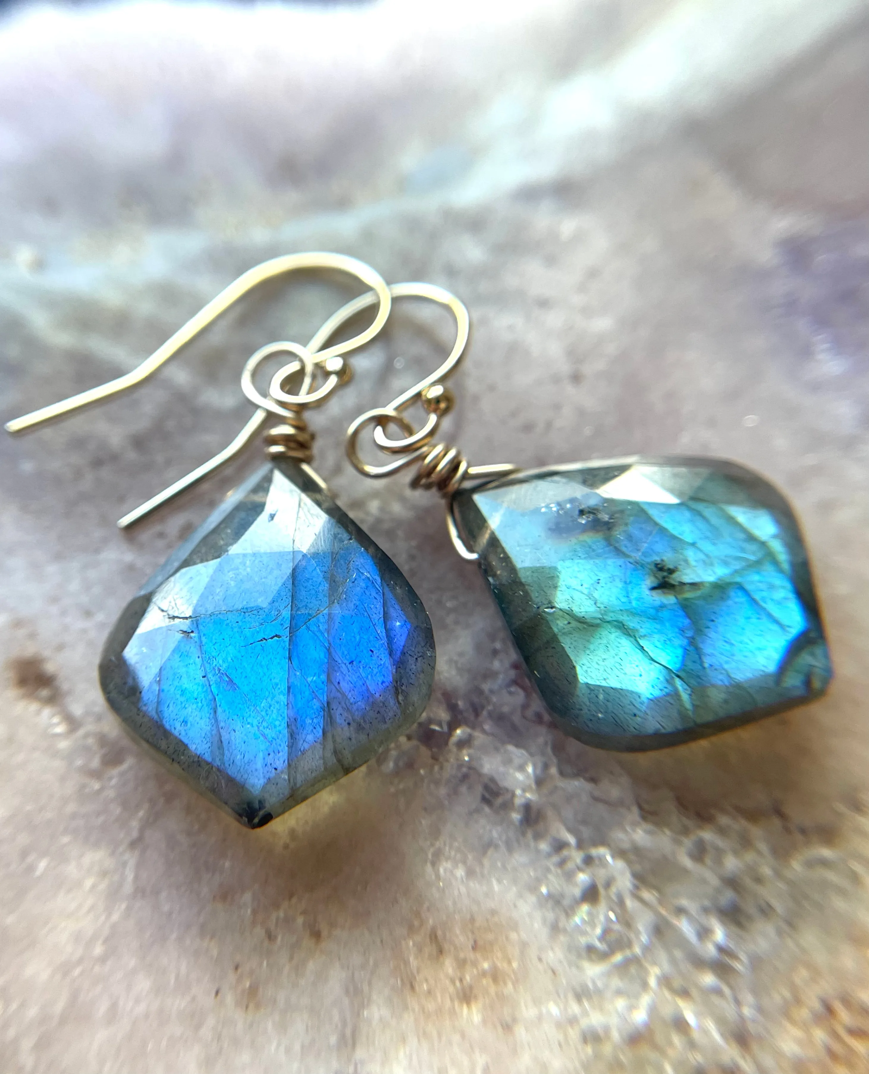 Labradorite Earrings Gold or Silver Dangle Drop Style Boho Bride