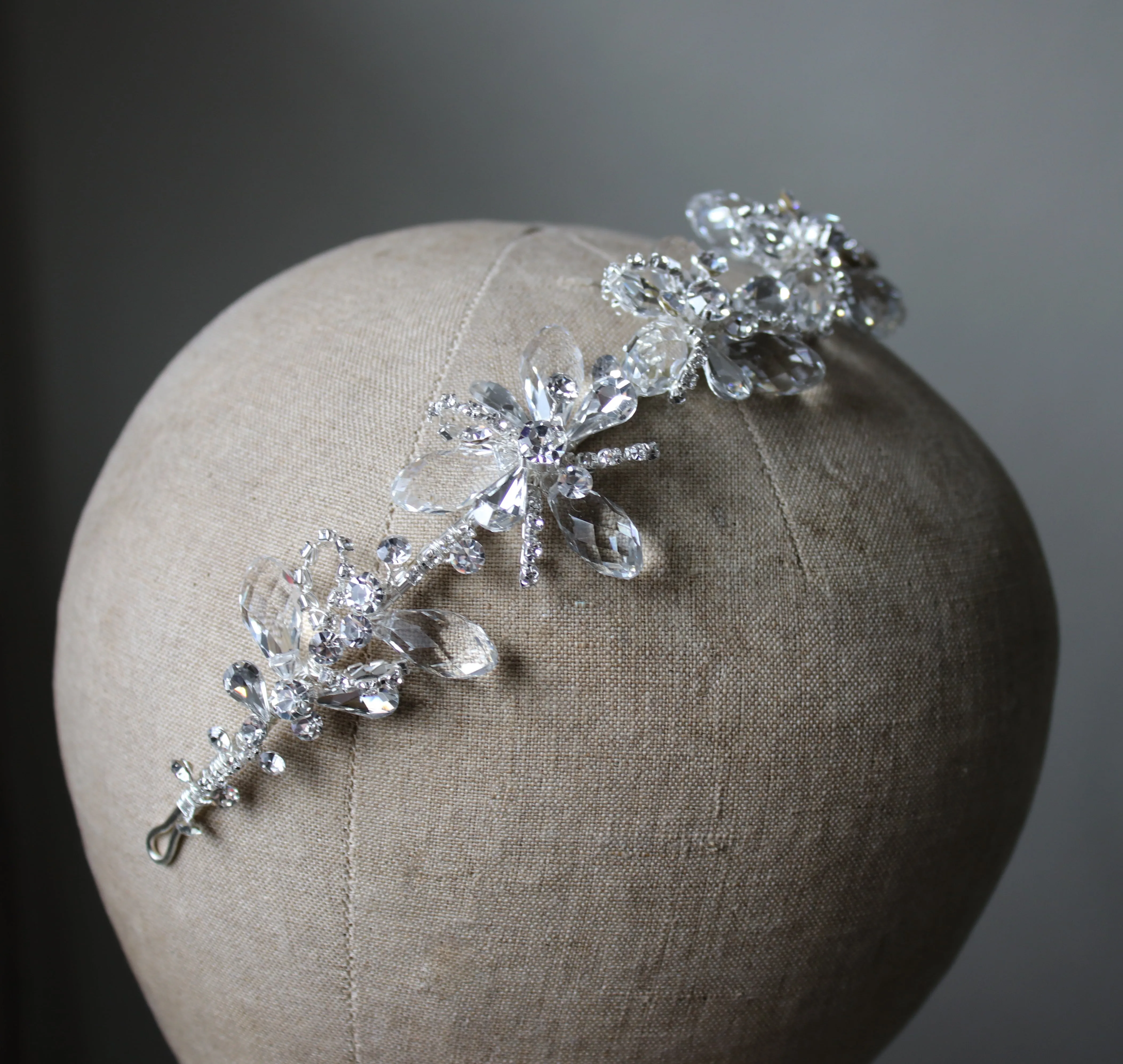 LAVINIA Water Drop Clear Crystal Headband Headpiece