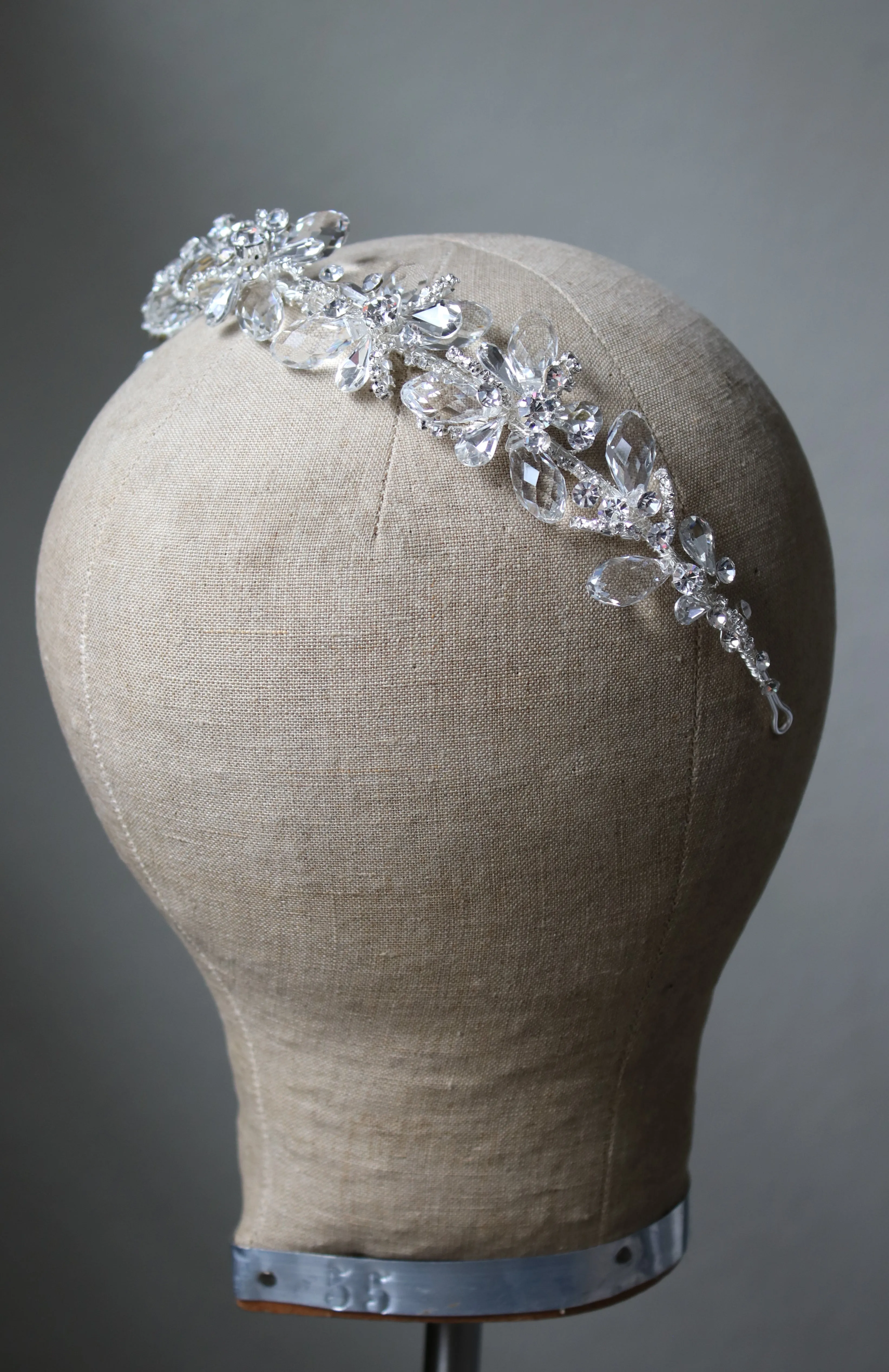 LAVINIA Water Drop Clear Crystal Headband Headpiece