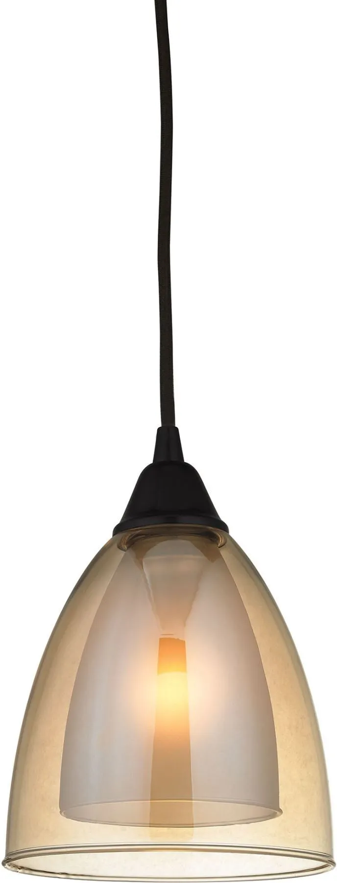 Layers 1 Light Pendant In Oil Rubbed Bronze and Amber Teak Glass