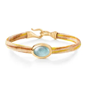 Life 6mm Golden 18K Gold Bracelet w. Aquamarine